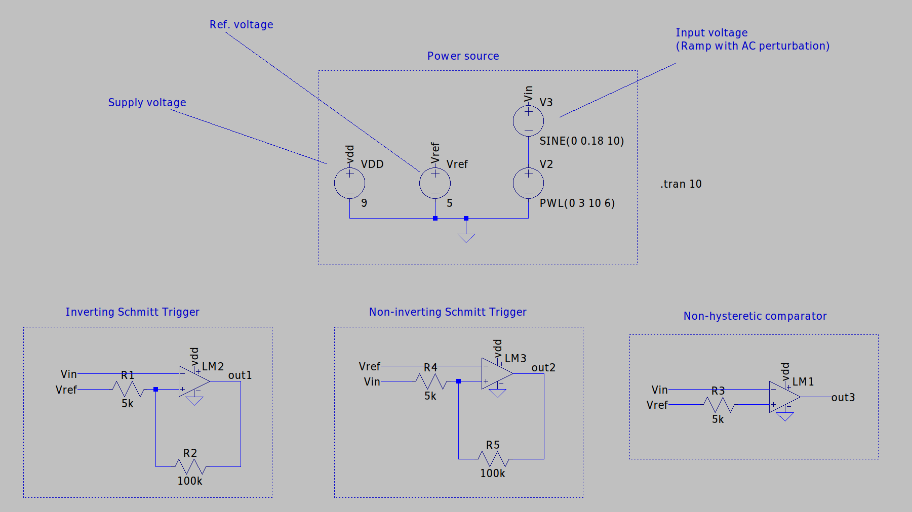 Circuito Schmitt Trigger en LTSpice