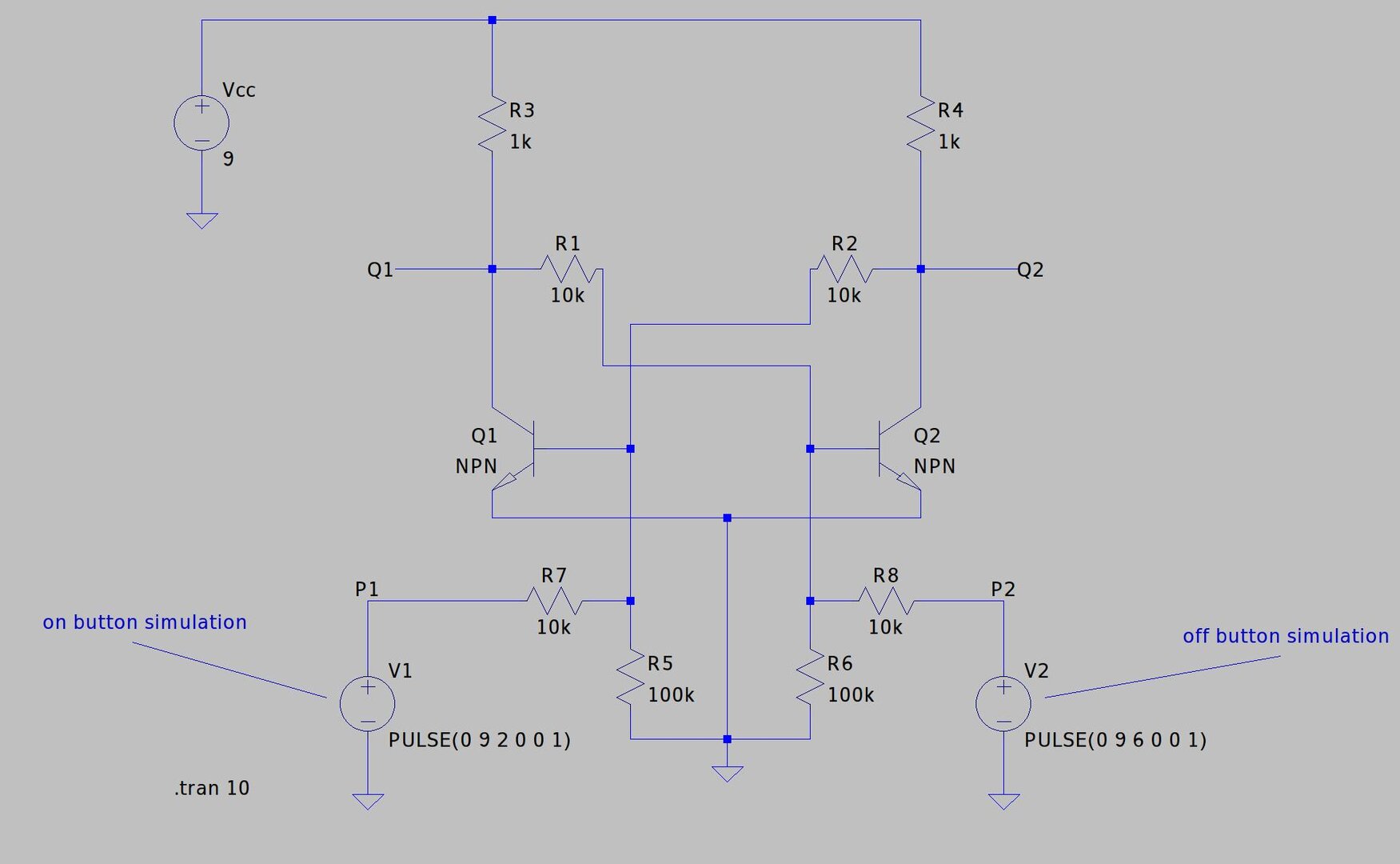 Circuito latch con transistores NPN